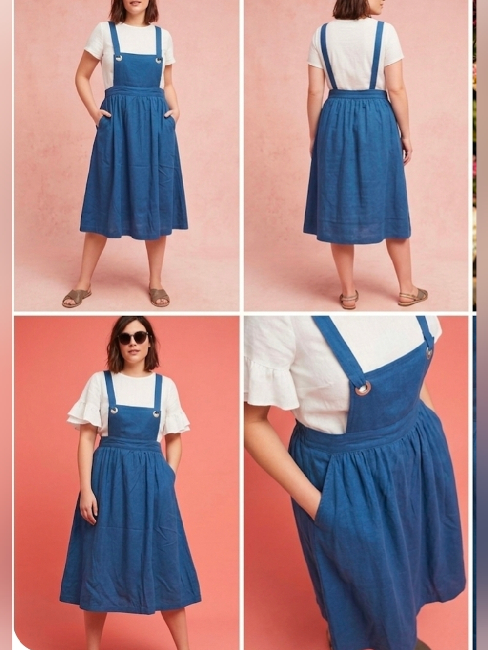 Skies Are Blue Suspender Midi Skirt